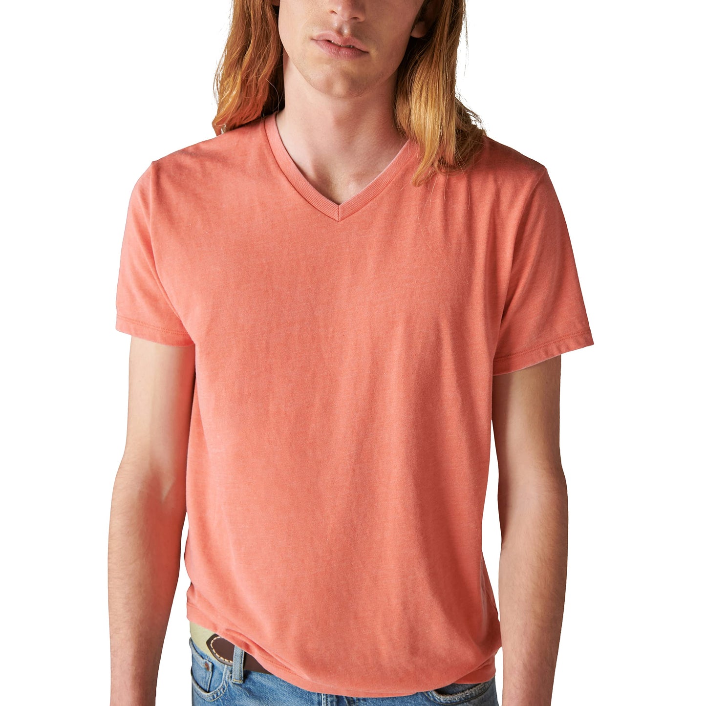HOTLucky Brand Men's Venice Burnout V Neck Tee