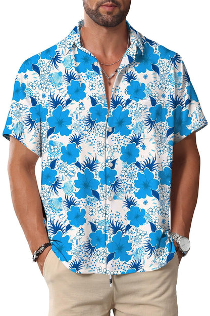 HOTKYKU Hawaiian Shirt for Men: Beach Vacation Summer Short Sleeve Button Down Mens Shirts Casual Stylish