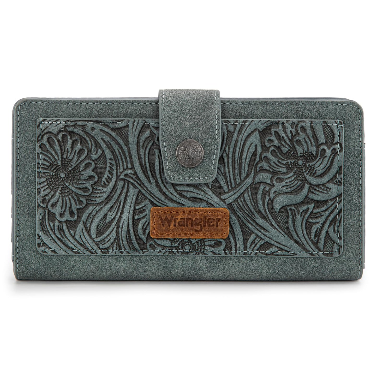 HOTMontana West X Wrangler Large Womens Wallet Western Tooling Flower Wallets, Card Cases & Money Organizers Bifold Card Cash Phone Wallet Ladies Female Travel Clutch Wallets with RFID Lining