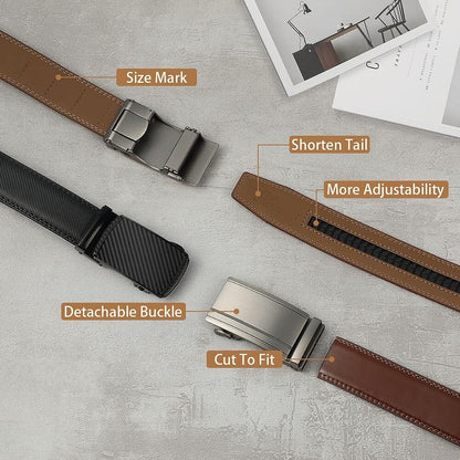 HOTLavemi Men's Real Leather Ratchet Dress Casual Belt, Cut to Exact Fit,Elegant Gift Box