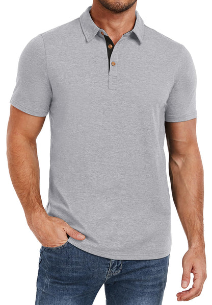 HOTPEGENO Mens Polo Shirts Short Sleeve Casual Cotton Golf Shirts Performance Polo Shirts for Men