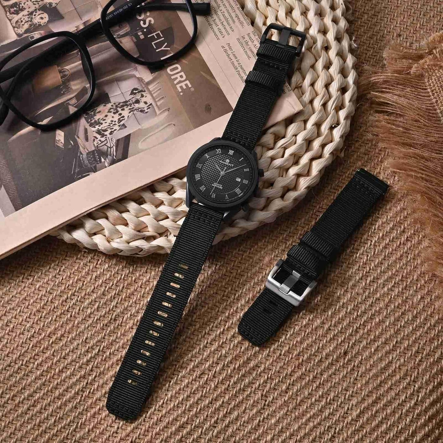 HOTANNEFIT Quick Release Watch Bands, Military Nylon Watch Strap for Men, Multiple Colors & Width (18mm, 19mm, 20mm, 22mm, 24mm)