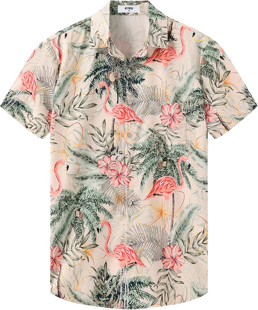 HOTKYKU Hawaiian Shirt for Men: Beach Vacation Summer Short Sleeve Button Down Mens Shirts Casual Stylish