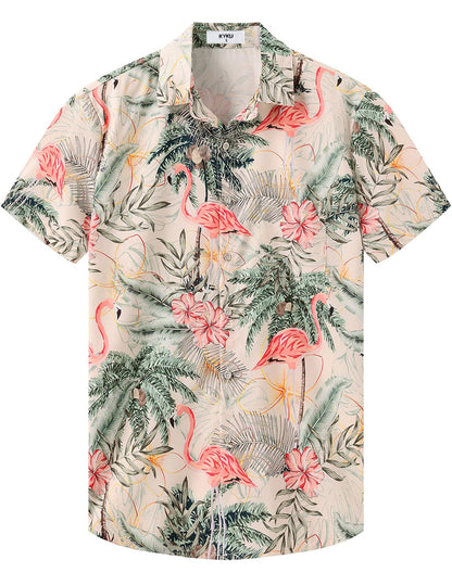 HOTKYKU Hawaiian Shirt for Men: Beach Vacation Summer Short Sleeve Button Down Mens Shirts Casual Stylish