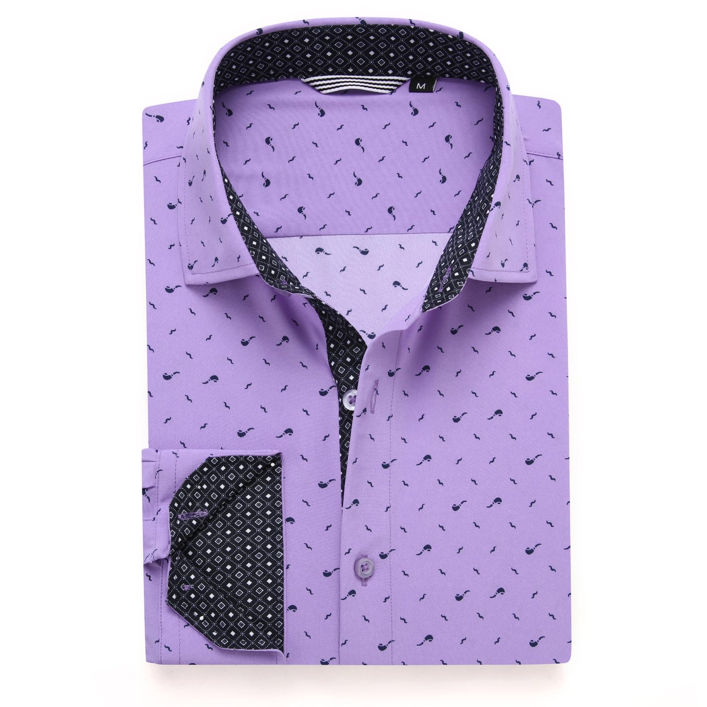 HOTAlex Vando Mens Printed Dress Shirts Regular Fit Casual Button Down Shirt | Wrinkle resistant, Machine washable, Contrast on inner collar & cuff, True-to-size cut, Business & Daily, Easy outfit pairing