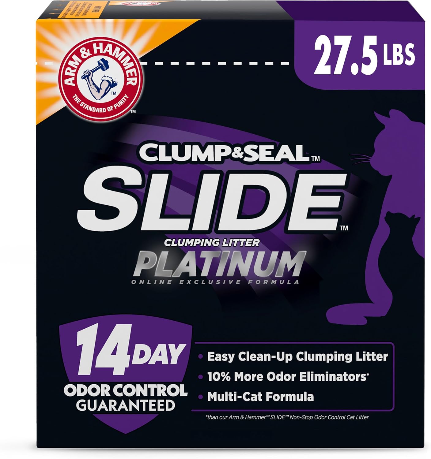 HOTARM & Hammer Slide Platinum Easy Clean-Up Clumping Cat Litter, 27.5 Lbs | 24/7 Odor Control, Triple-Action Freshness, Non-Stick, Low Tracking, Multi-Cat Formula, Scented