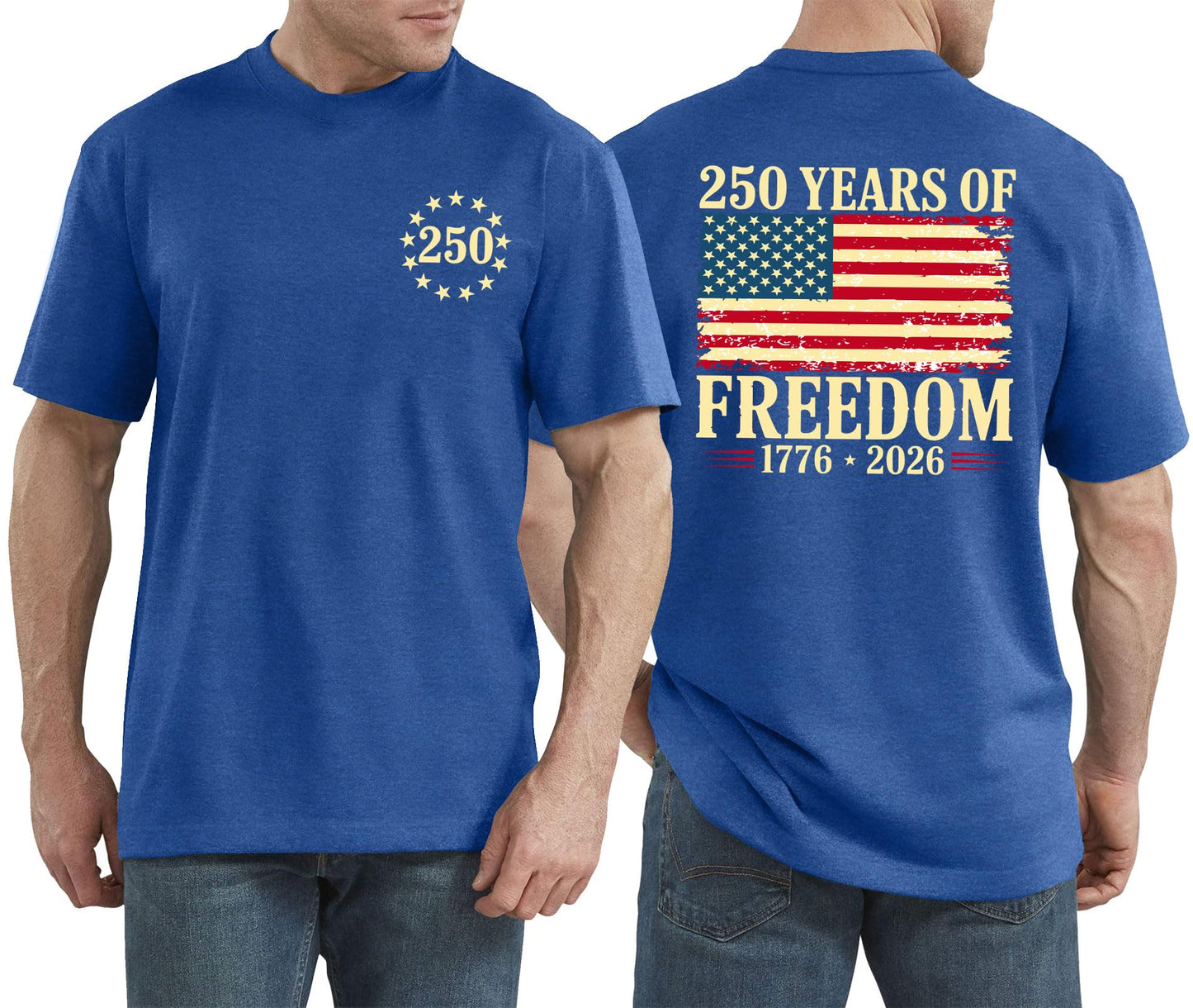 HOT250 Years American Flag Shirts for Men: 4th of July T Shirt 1776-2026 USA Patriotic Tee Tops