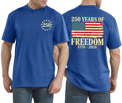 HOT250 Years American Flag Shirts for Men: 4th of July T Shirt 1776-2026 USA Patriotic Tee Tops