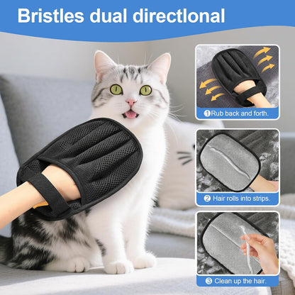 HOTPet Hair Removal Glove for Cats & Dogs, Upgraded Five-Finger Electrostatic Pet Hair Glove, Reusable Magic Brush Pet Hair Remover Tool for Laundry, Couch, Carpet, Car Seat