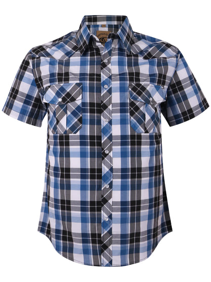 HOTMens Western Cowboy Pearl Snap Short Sleeve Casual Two Pockets Work Solid Derss Button Up Wrinkle Free Shirts