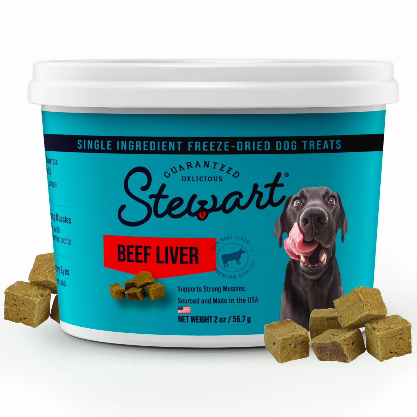HOTStewart Freeze Dried Dog Treats, 100% Beef Liver, 21 oz Tub | Premium Quality Raw Protein, Single Ingredient, High Protein Training Treats & Food Topper, No Refrigeration, Cat Friendly