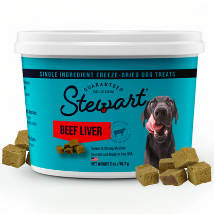 HOTStewart Freeze Dried Dog Treats, 100% Beef Liver, 21 oz Tub | Premium Quality Raw Protein, Single Ingredient, High Protein Training Treats & Food Topper, No Refrigeration, Cat Friendly