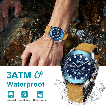 HOTLN LENQIN Mens Watches Leather Watch Analog Quartz Watch for Men Luminous Luxury Fashion Business Casual 30M Waterproof Men's Wrist Watches with Date