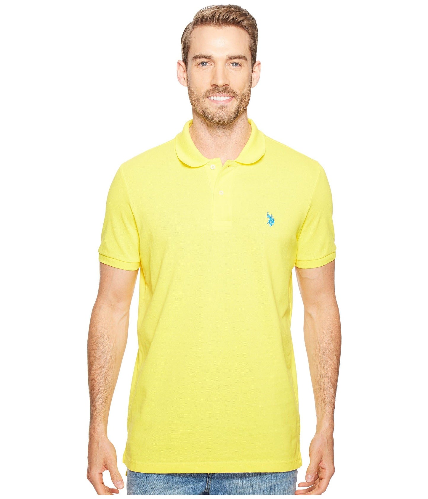 HOTU.S. Polo Assn. Men's Classic Polo Shirt, Two-Button Closure Pique Polo Shirt, Summer Fashion Golf Shirt | Two-Button Closure Pique Polo Shirt, Summer Fashion Golf Shirt