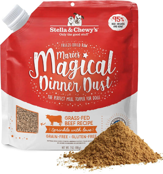 HOTStella & Chewy's Freeze-Dried Raw Marie’s Magical Dinner Dust - - Premium Beef Dog Food Topper with Organic Fruits & Vegetables - Perfect for Picky Eaters - 7oz