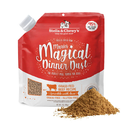 HOTStella & Chewy's Freeze-Dried Raw Marie’s Magical Dinner Dust - - Premium Beef Dog Food Topper with Organic Fruits & Vegetables - Perfect for Picky Eaters - 7oz