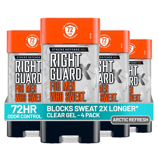 HOTRight Guard Xtreme Defense Antiperspirant Deodorant Gel, Arctic Refresh Scent - 5-in-1 Deodorant Men Can Trust, 72-Hour Odor Control Invisible Gel for Men, 4 oz (4 Pack)