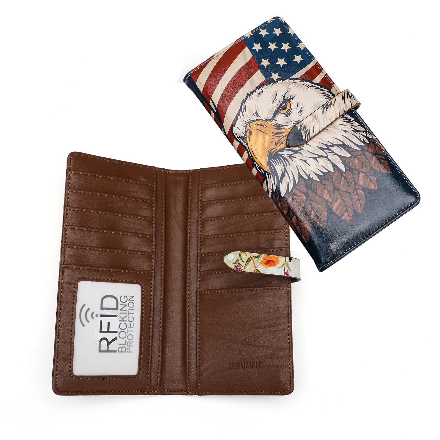 HOTSlim Wallets for Women Credit Card Holder RFID Bifold Clutch Long Ladies Billfold Wallets with Zipper Coin Pocket ID Window Fireworks