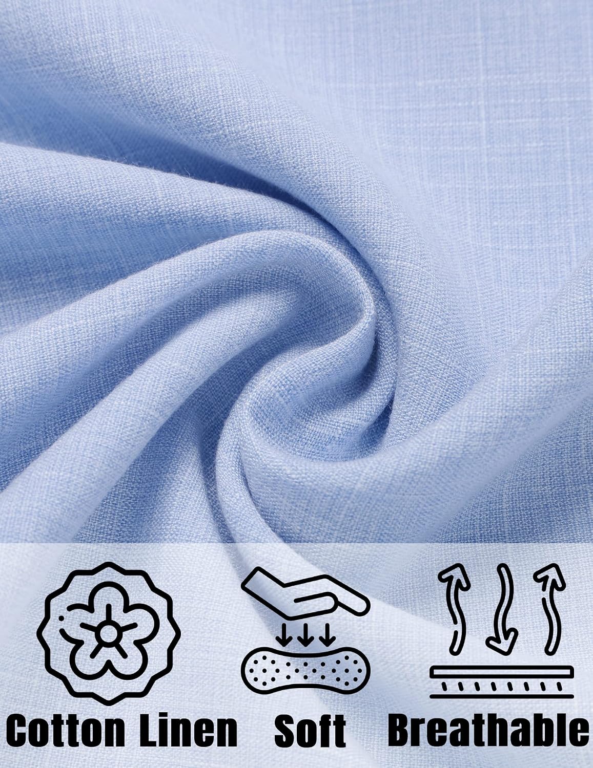 HOTCOOFANDY Men's Linen Shirts Short Sleeve Casual Shirts Button Down Shirt for Men Beach Summer Wedding Shirt