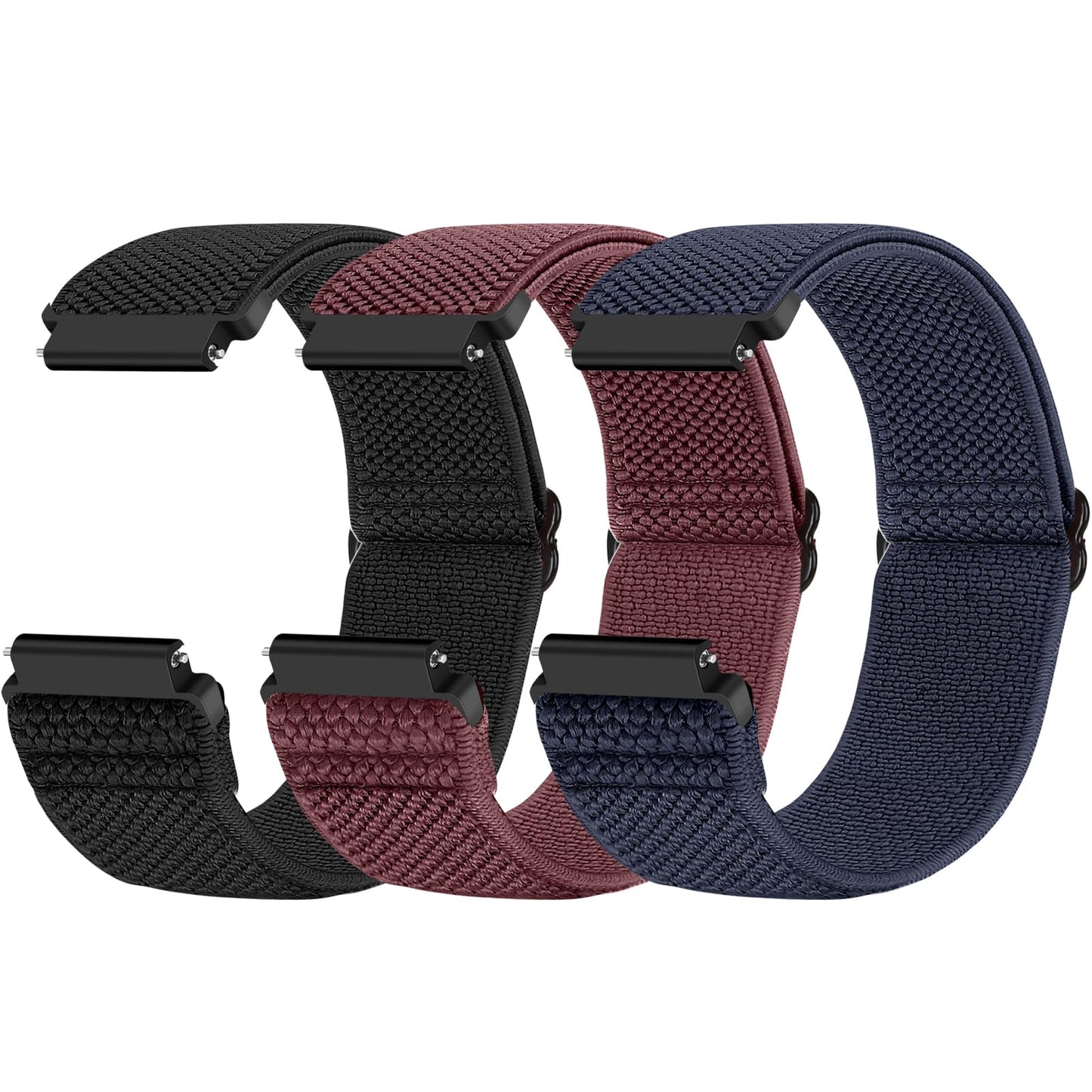 HOTCompatible with 16mm 18mm 19mm 20mm 22mm 24mm Watch Bands Quick Release Replacement Wristband,Adjustable Stretchy Nylon Solo Loop Straps Fabric Braided Sport Elastic Bands for Men Women