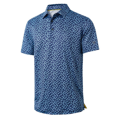 HOTGolf Shirts for Men Dry Fit Short Sleeve Print Performance Moisture Wicking Polo Shirt