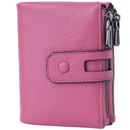 HOTBveyzi Small Soft Leather Wallet for Women RFID Blocking Ladies Card Holder with Double Zipper Pocket