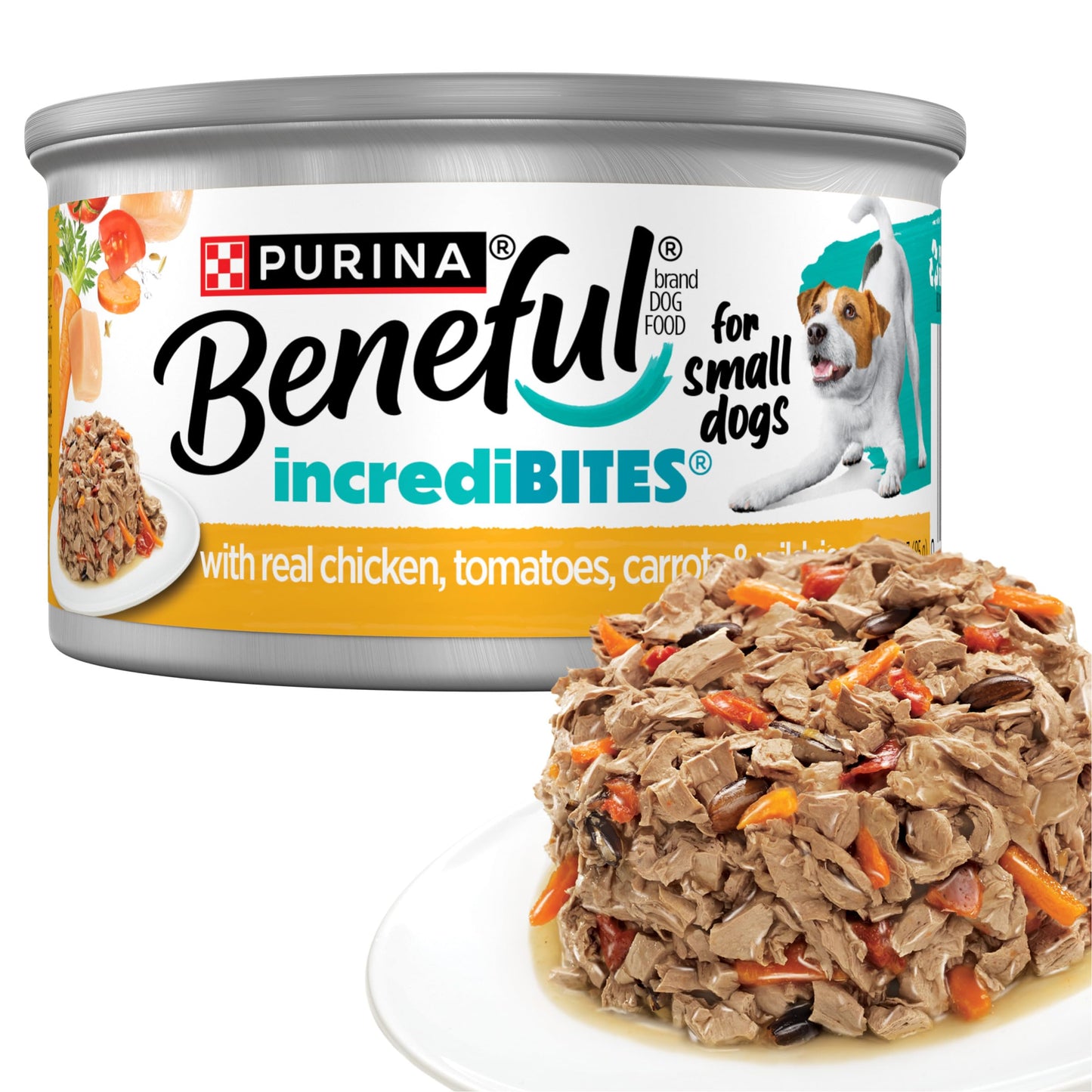 HOTBeneful Purina Small Breed Wet Dog Food Variety Pack, IncrediBites With Real Beef, Chicken and Salmon - (Pack of 30) 3 Oz. Cans