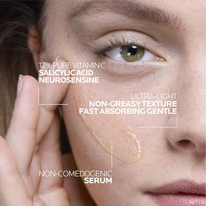HOTLa Roche-Posay Vitamin C Serum for Face with Salicylic Acid, 1oz | Hydrating and brightening serum featuring hyaluronic acid that helps boost radiance and reduce wrinkles. Paraben free.