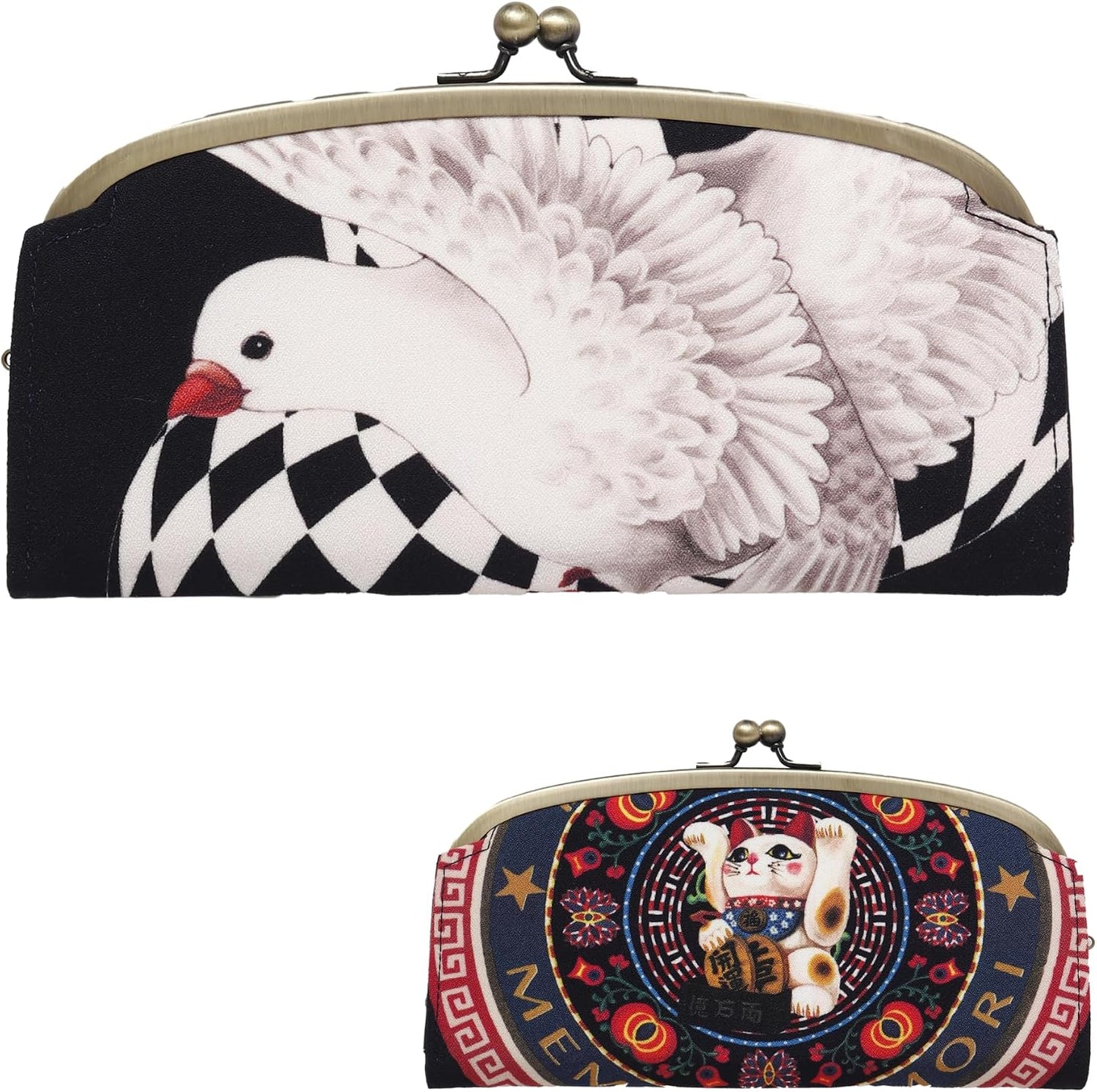 HOT[倭物や Kaya] Long Wallet (collabolation with Tamao Shigemune) / Japanese Pattern,Japanese Modern 7JNP3323 Good Luck Cat