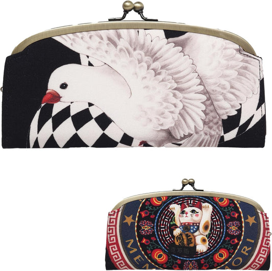 HOT[倭物や Kaya] Long Wallet (collabolation with Tamao Shigemune) / Japanese Pattern,Japanese Modern 7JNP3323 Good Luck Cat