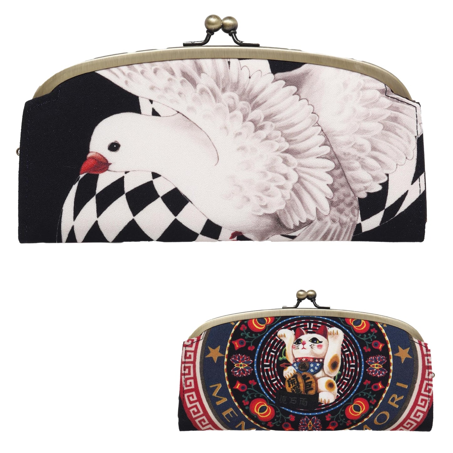 HOT[倭物や Kaya] Long Wallet (collabolation with Tamao Shigemune) / Japanese Pattern,Japanese Modern 7JNP3323 Good Luck Cat