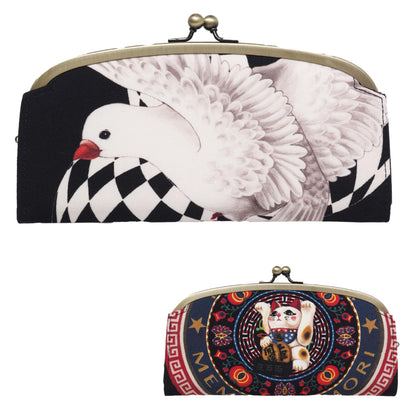 HOT[倭物や Kaya] Long Wallet (collabolation with Tamao Shigemune) / Japanese Pattern,Japanese Modern 7JNP3323 Good Luck Cat
