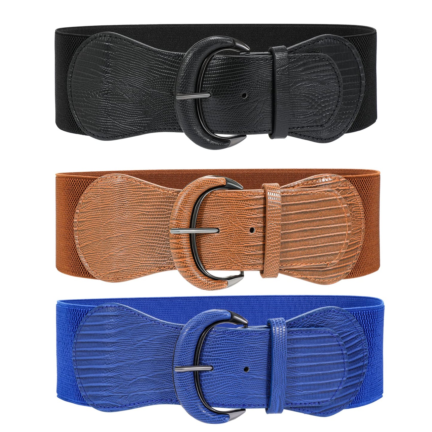 HOTWHIPPY 3 Pack 4 Pack Women Wide Elastic Waist Belt Vintage Stretchy Belt Waistband for Ladies Dresses