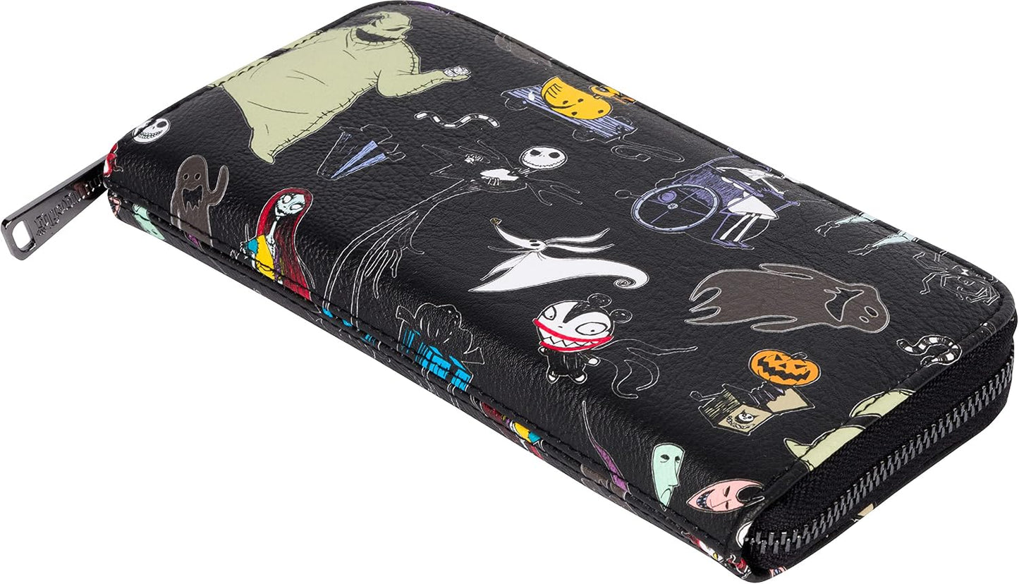 HOTLoungefly Disney The Nightmare Before Christmas Wallet - Accordion Style & Zip Around