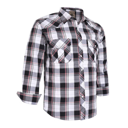 HOTCOEVALS CLUB Men's Western Pearl Snap Button Up Casual Cowboy Long Sleeve Two Pockets Work Shirts