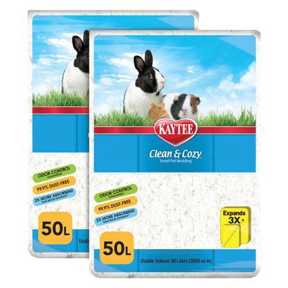 HOTKaytee Clean & Cozy White Paper Bedding, Made for Small Animals, 49.2 Liters