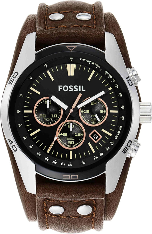 HOTFossil Men's Watch, Coachman Quartz Stainless Steel and Chronograph Leather Watch for Men