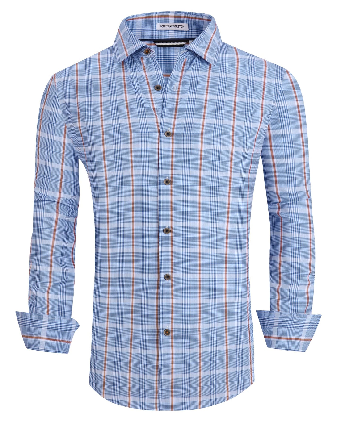 HOTAlex Vando Mens Wrinkle Free 4-Way Stretch Print Business Casual Shirt | Wrinkle resistant, Machine washable, Classic check Pattern, True-to-size cut, Business & Daily, Easy outfit pairing