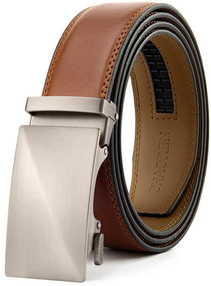 HOTCHAOREN Mens Belt Leather Ratchet Belt - Customizable Fit, Effortless Style (35mm)