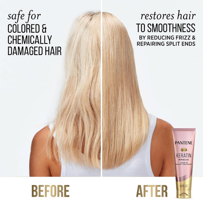 HOTPantene Keratin Leave-In Conditioner with Argan Oil, Protein Treatment for Dry, Damaged & Color-Treated Hair, Repairs Split Ends & Protects from Damage, Formaldehyde-Free, 8.4 Fl Oz
