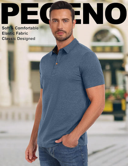 HOTPEGENO Mens Polo Shirts Short Sleeve Casual Cotton Golf Shirts Performance Polo Shirts for Men