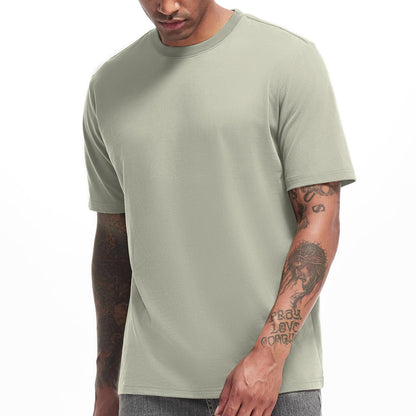 HOTVEIISAR Men's Heavy Weight Crew Neck T-Shirt Mens Premium Cotton Tee - Pre Shrunk S-3XL