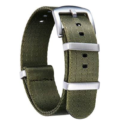 HOTBINLUN Nylon Watch Band 18mm,20mm,22mm,24mm Rugged Military Replacement Watch Straps Silver&Black Stainless Buckle Heavy-Duty Wristband For Traditional Men Women Watches