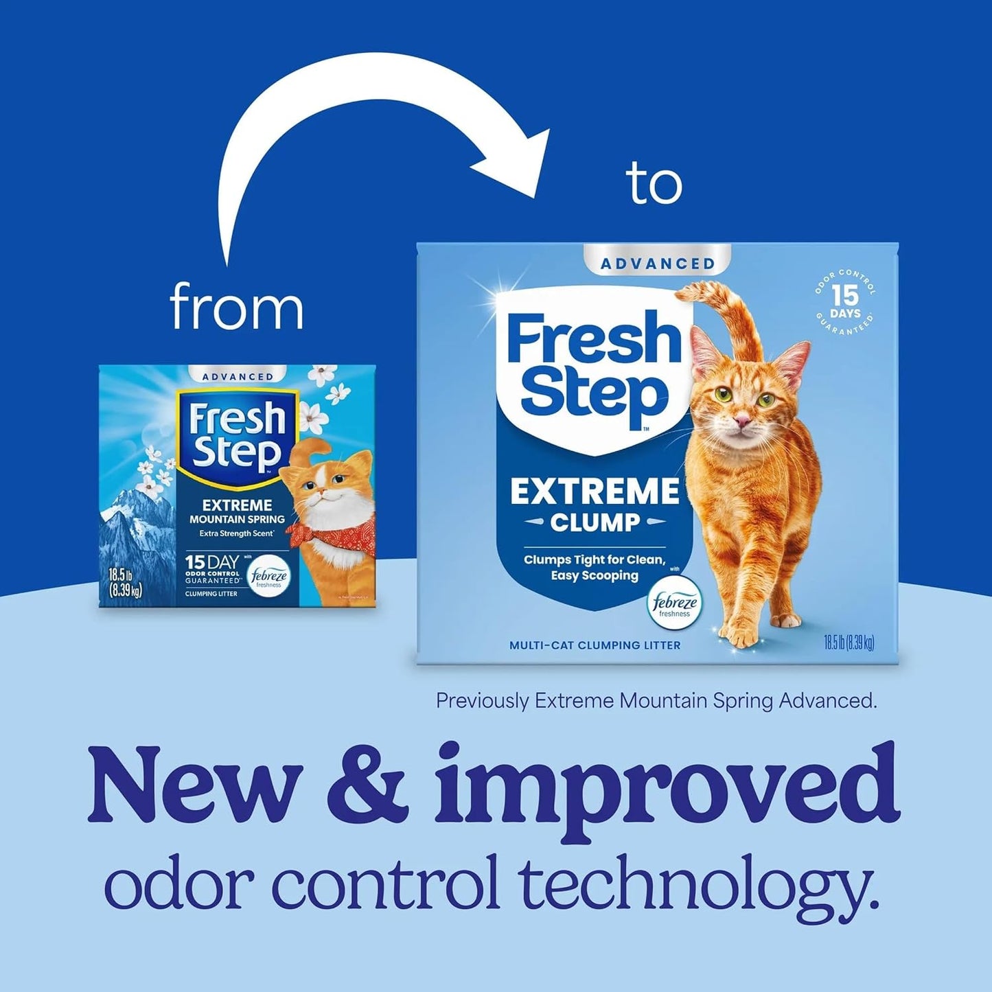 HOTFresh Step Advanced Extreme Clump Multi Cat Clumping Litter with Febreze Freshness, Mountain Spring Scent, Ammonia Block Technology, Low Dust, Low Tracking, 18.5 lb. Box, Pack of 2