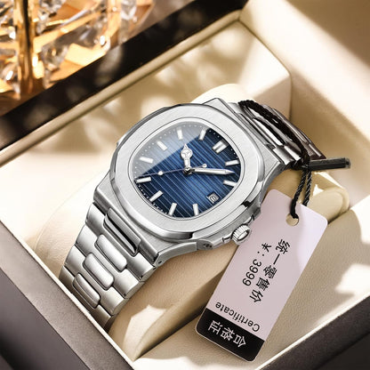 HOTBESTKANG Men Quartz Movement Watch Waterproof Luminous Men's Watch, Stainless Steel Strap Business Watches