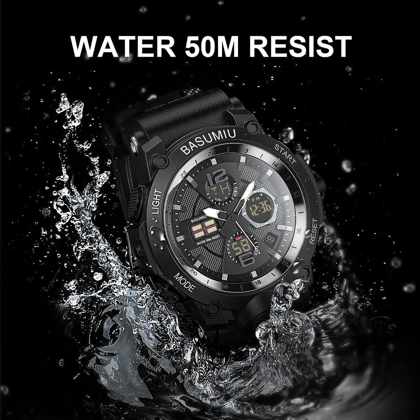 HOTGold Military Dive Tactical Digital Man Watches for Men Nice Luxury Waterproof Diver Mens Watches Work Black Sports
