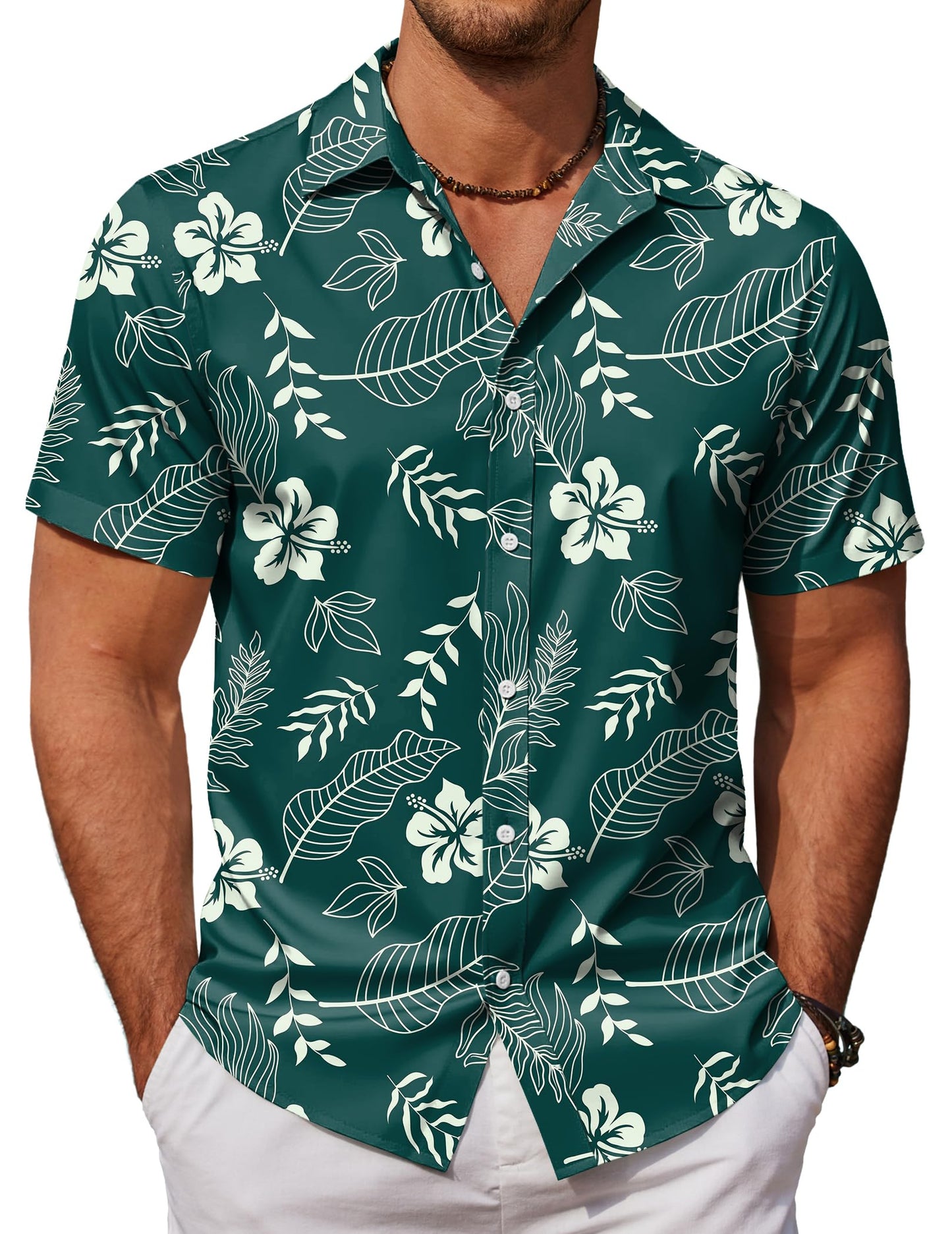 HOTCOOFANDY Mens Hawaiian Shirts Short Sleeve Button Down Aloha Shirt Casual Beach Clothes
