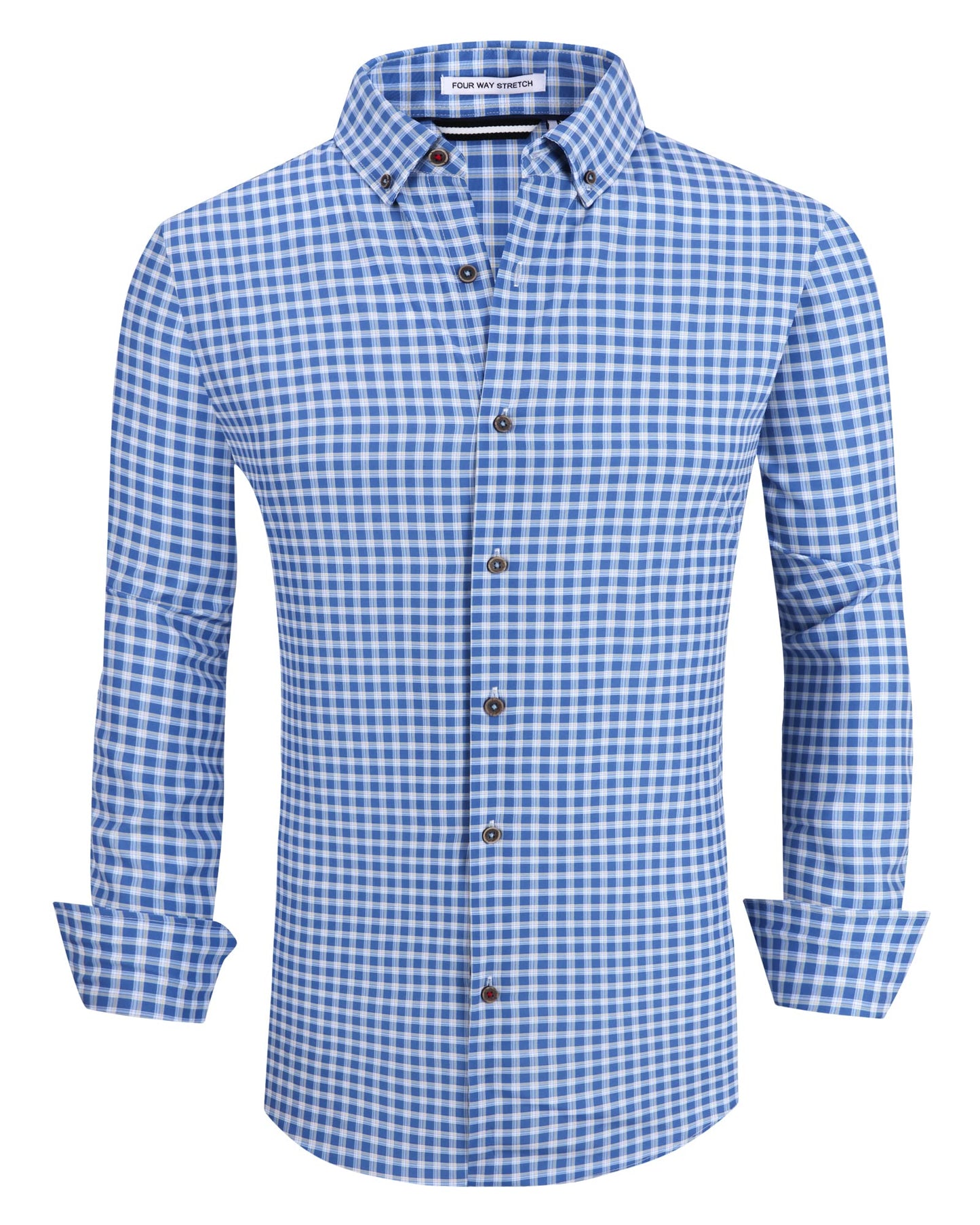 HOTAlex Vando Mens Wrinkle Free 4-Way Stretch Print Business Casual Shirt | Wrinkle resistant, Machine washable, Classic check Pattern, True-to-size cut, Business & Daily, Easy outfit pairing