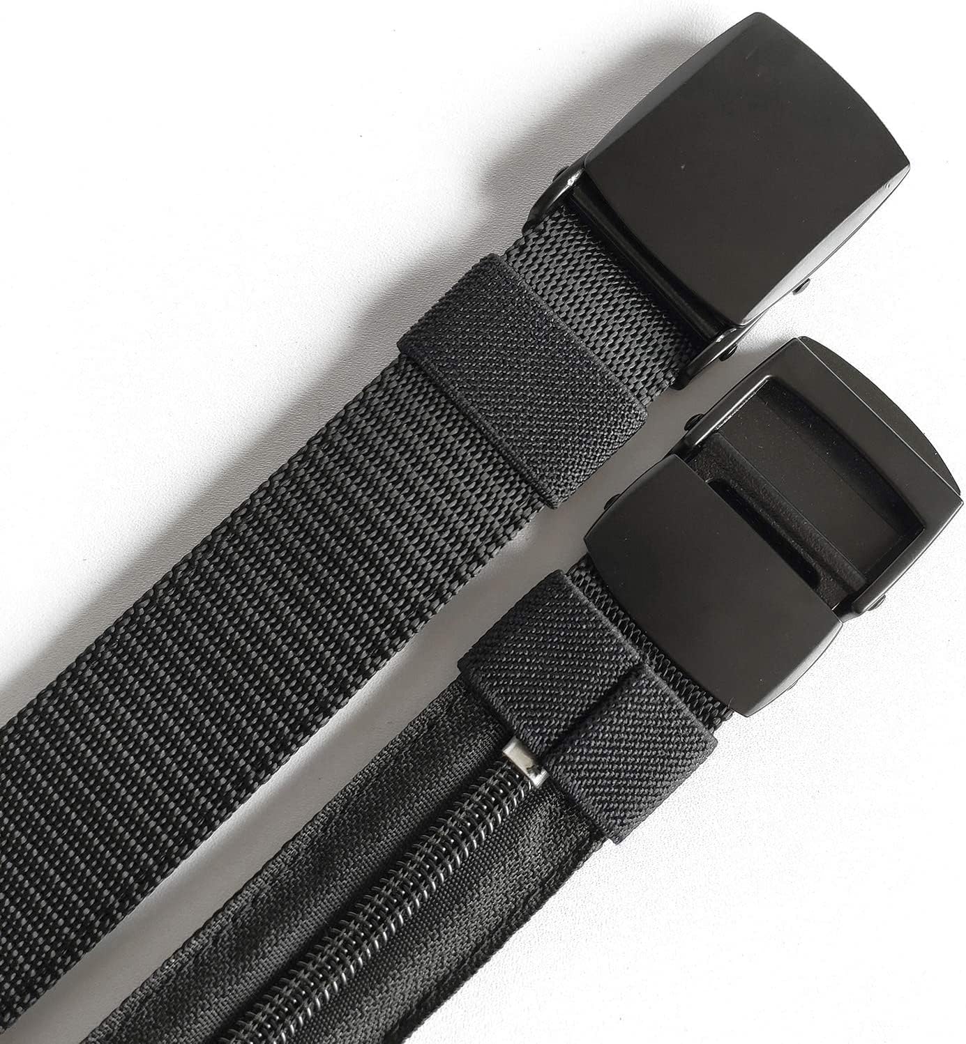 HOTMoney Belts for Travel for Men, Nylon Military Tactical Mens with Zinc Alloy Buckle, Security Money Belt with Hidden Money Pocket - Black