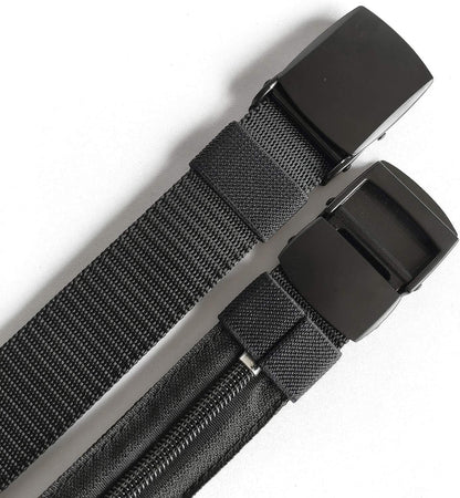 HOTMoney Belts for Travel for Men, Nylon Military Tactical Mens with Zinc Alloy Buckle, Security Money Belt with Hidden Money Pocket - Black